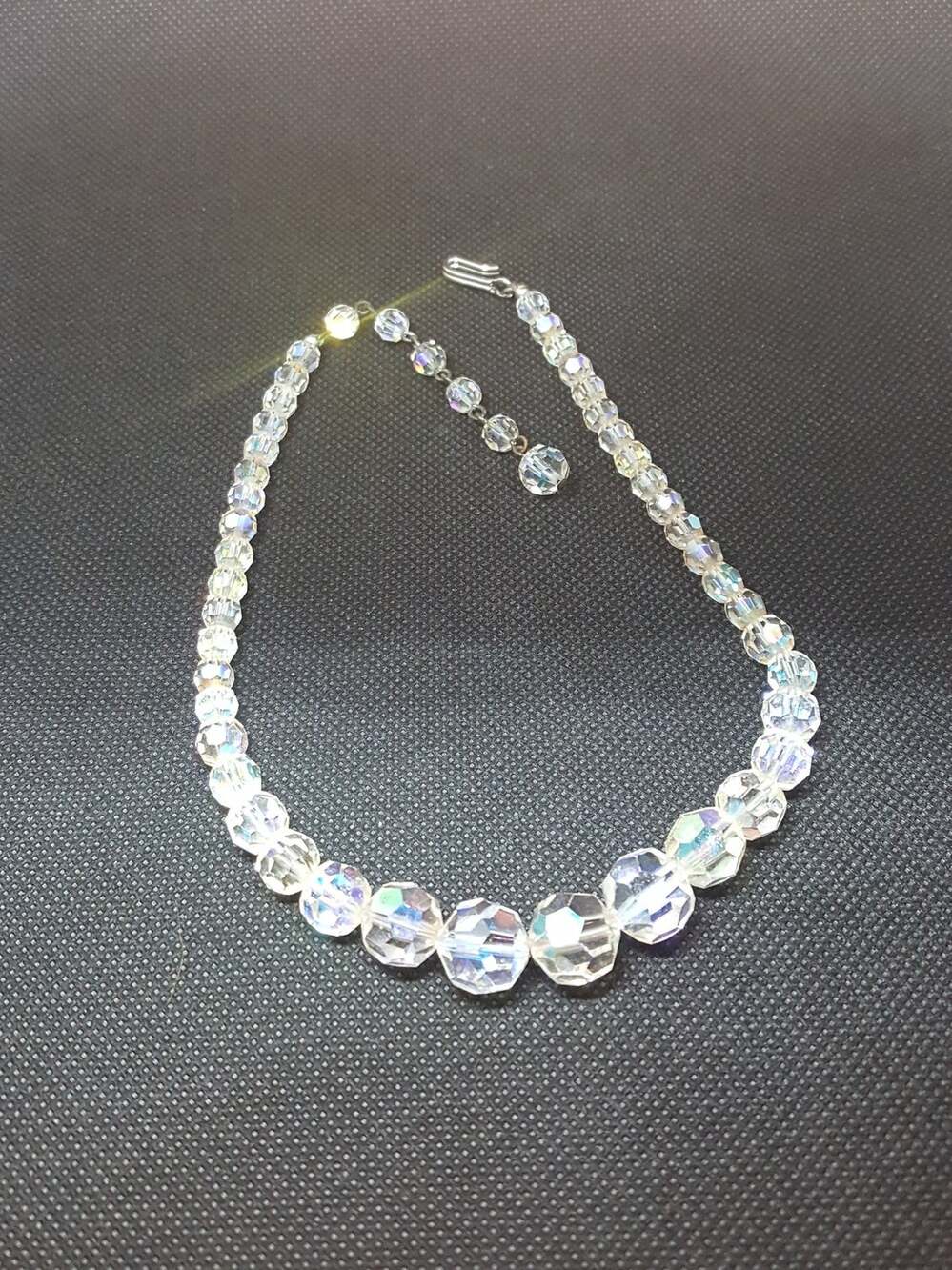 Vintage single strand graduated faceted Aurora Rainbow Crystal Necklace